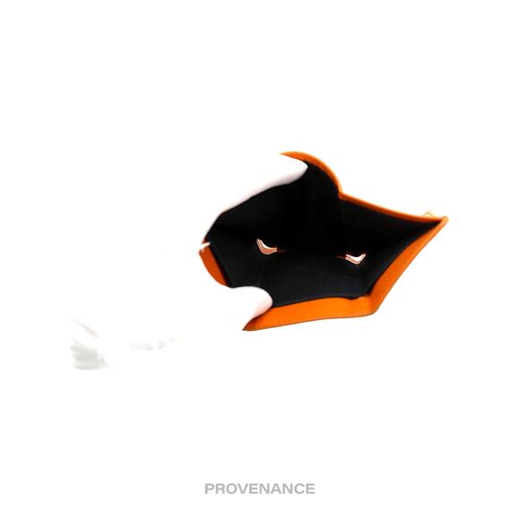 🔴 Balenciaga Logo Print Trifold Wallet - Orange Leather - Picture 7 of 8